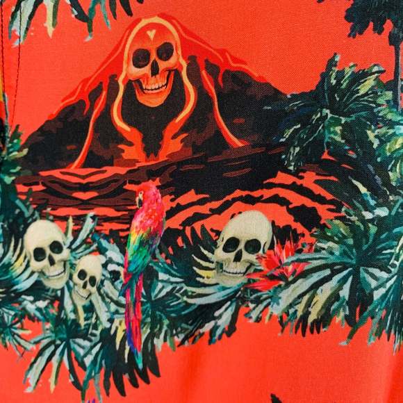 MAUNA KEA Orange Multi Color Hawaiian Viscose Short Sleeve Shirt - Picture 3 of 8